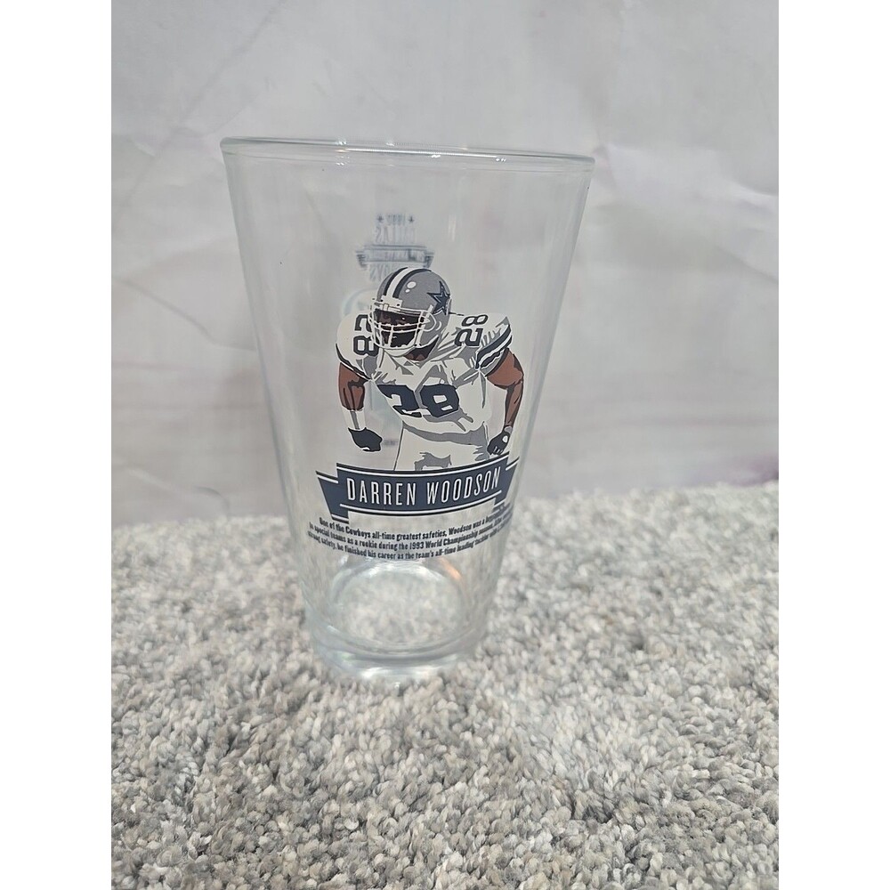 Darren Woodson Dallas Cowboys Miller Lite 20th Anniversary Drinking Glass 1992